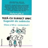 Matematica. Teza cu subiect unic - sugestii de subiecte, clasa a VII-a, semestrul I