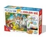 Super Puzzle 24 + Color me Animale Salbatice (61454) (3+)