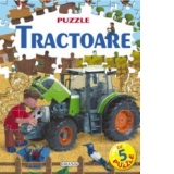 Tractoare. Carte-puzzle cu 24 de piese (contine 5 puzzle)