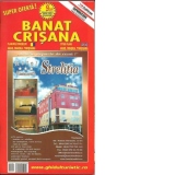 Harta Banat, Crisana si Romania turistica si rutiera(2 harti in una singura)