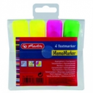 Text marker Herlitz, set 4 (2 galben, 1 verde, 1 roz)