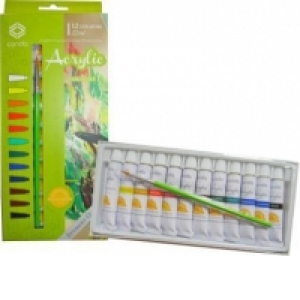 Tempera ACRILIC set 12 buc x 12 ml + 1 pensula