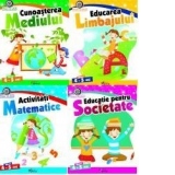 Set gradinita 4 auxiliare, nivel 4-5 ani (1. Educatie pentru societate, 2. Educarea limbajului, 3. Cunoasterea mediului, 4. Activitati matematice)