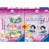Puzzle + Joc Memory Printesele Disney, 3 buc in Cutie 15/20/25 piese