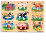 Puzzle lemn cu sunete Animale de la Ferma Melissa and Doug