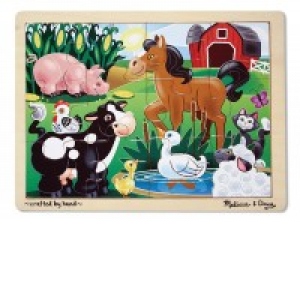 Puzzle din lemn Ferma Melissa and Doug 12 piese