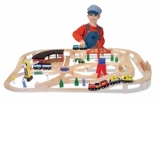 Set Trenulet din lemn cu depou Melissa and Doug