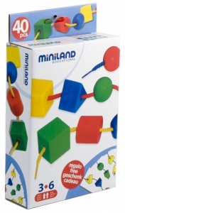 Joc cu 40 forme geometrice pentru sortat si insirat Miniland