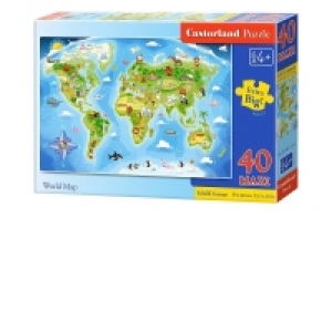 Puzzle 40 piese Maxi World Map 40117