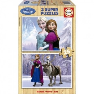 Puzzle din Lemn Frozen, 2x25 piese