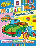 Masini si motociclete. Carte de colorat