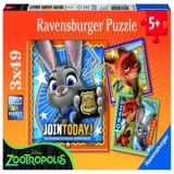 Puzzle Zootopia, 3x49 piese