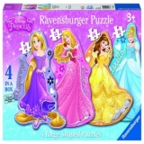 Puzzle Printesele Disney, 4 buc in Cutie, 10/12/14/16 piese