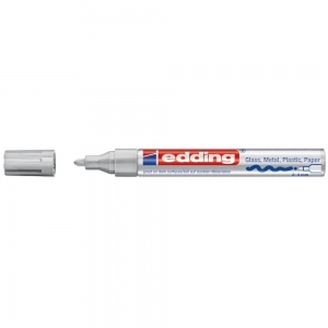 Marker permanent Edding 750, cu vopsea, corp metalic, varf rotund, 2-2-4 mm, argintiu