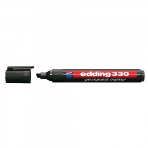 Marker permanent Edding 330, corp plastic, varf retezat, 1-5 mm, negru