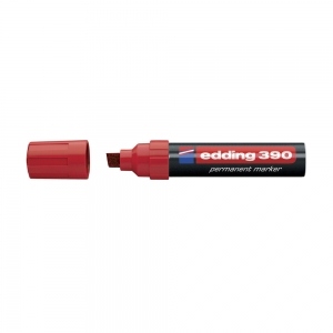 Marker permnent Edding 390, corp plastic, varf retezat, 4-12 mm, rosu