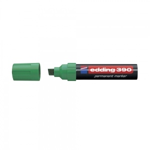 Marker permnent Edding 390, corp plastic, varf retezat, 4-12 mm, verde