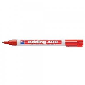 Marker permanent Edding 400, corp plastic, varf rotund, 1 mm, rosu