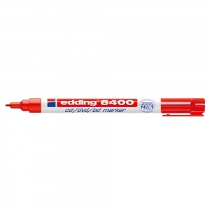 Marker permanent Edding 8400, pentru CD/DVD/BD, corp plastic, varf rotund, 0.75 mm, rosu