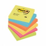 Notite adezive Post-it, 76 x 76 mm, 100 file, 6 bucati/set, nuante neon de galben, albastru, orange, galben, roz, verde