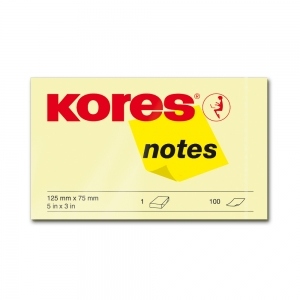 Notite adezive Kores, 125 x 75 mm, 100 file, galben