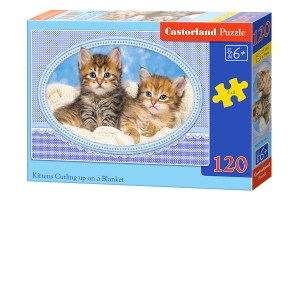 Puzzle 120 piese Kittens Currling up on a Blanket