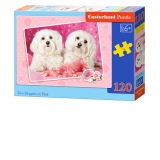 Puzzle 120 piese Two Doggies in Pink