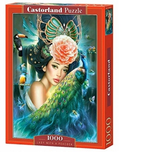 Puzzle 1000 piese Lady with a Peacock