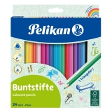 Creioane color lacuite, sectiune triunghiulara, mina 3 mm, set 24 culori inclusiv 4 culori metalice