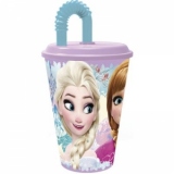 Pahar cu capac si pai Frozen Floral