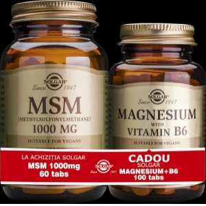 Pachet MSM 1000mg 60tablete + Magnesium cu B6 100 tablete GRATIS