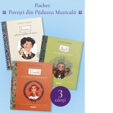 Pachet Povesti din Padurea Muzicala 3 carti: Enescu si hora razelor de soare; Vivaldi si cele patru anotimpuri; Bach si orga fermecata