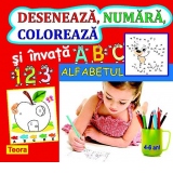 Deseneaza, numara, coloreaza si invata alfabetul