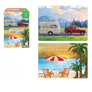 Mini Puzzle cu doua fete - Mare, Munte, 24 piese