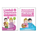 Set doua carti, A4, grupa mica 3-4 ani: 1. Limba si comunicare. Om si societate; 2. Matematica si cunoasterea mediului