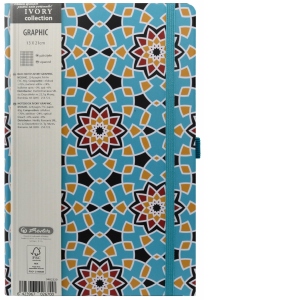 Bloc notes Ivory Graphic 13 X 21 cm 240 pagini, patratele, motiv Mosaic