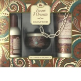 Set Tesori d Oriente Byzantium, Dama: Apa Toaleta, 100 ml + Gel de dus, 250 ml + Lumanare parfumata