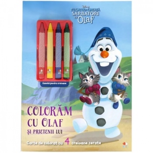 Disney. Regatul de gheata. Sarbatori cu Olaf. Coloram cu Olaf si prietenii lui. Contine 4 creioane cerate