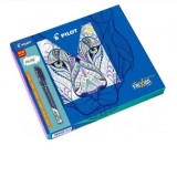 Set cadou 5 Frixion fineliner (negru, albastru, verde, bleu, violet) + carte de colorat