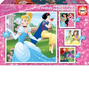 4 Progressive Puzzles Disney Princess 12+16+20+25