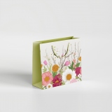 Punga cadou marime T (26 x 25 x 10 cm), motiv floral,gri-roz