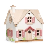 Casuta rurala de papusi, din lemn premium Cottontail Cottage, include 13 componente de mobila in stil retro