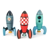 Joc de construit racheta, din lemn premium, Rocket Construction, 18 piese