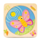 Puzzle educativ dezvoltarea fluturelui, din lemn premium, Butterfly Life 4in1