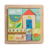 Puzzle educativ ilustratii din gradina, din lemn premium. Garden Patch Puzzle, 17 piese