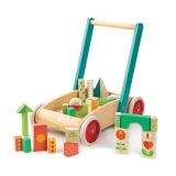 Antemergator cu cuburi, din lemn premium, Baby Block Walker, 29 piese