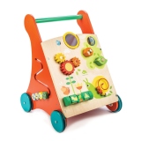 Antemergator cu activitati in gradina, din lemn premium, Baby Block Walker, 10 activitati