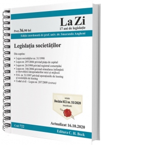 Legislatia societatilor. Cod 722. Actualizat la 16.10.2020