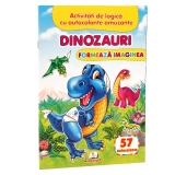 Activitati de logica cu autocolante amuzante. Dinozauri. Formeaza imaginea 57 autocolante