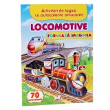 Activitati de logica cu autocolante amuzante. Locomotive. Formeaza imaginea 70 autocolante